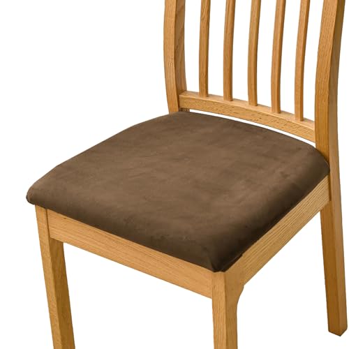 ZRCYXDW Stuhlbezug Sitzfläche Samt, 2 Stück Esszimmerstuhl Sitzbezüge Weiche Gepolstert Sitzbezug Stuhl Stretch Abnehmbarem Für Hochzeit Garten-Braun-2er Set von ZRCYXDW