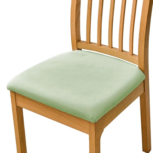 ZRCYXDW Stuhlbezug Sitzfläche Samt, 2 Stück Esszimmerstuhl Sitzbezüge Weiche Gepolstert Sitzbezug Stuhl Stretch Abnehmbarem Für Hochzeit Garten-Hellgrün-2er Set von ZRCYXDW