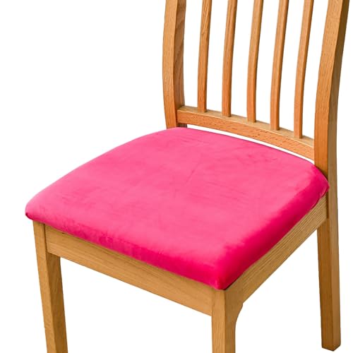 ZRCYXDW Stuhlbezug Sitzfläche Samt, 2 Stück Esszimmerstuhl Sitzbezüge Weiche Gepolstert Sitzbezug Stuhl Stretch Abnehmbarem Für Hochzeit Garten-Rosarot-2er Set von ZRCYXDW