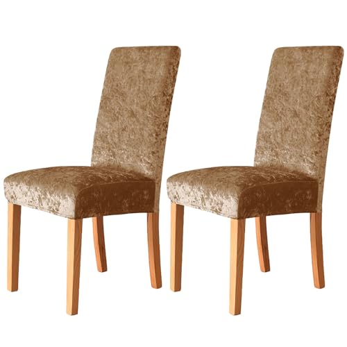 ZRCYXDW Stuhlhussen 2 Stück, Stretch Stuhlhussen Für Esszimmer Zerquetscht Samt Weicher Abnehmbarer Stuhlhussen Für Esszimmerstühle Waschbarer Für Küche Hotel Bankett-Leichter Kaffee-2er Set von ZRCYXDW