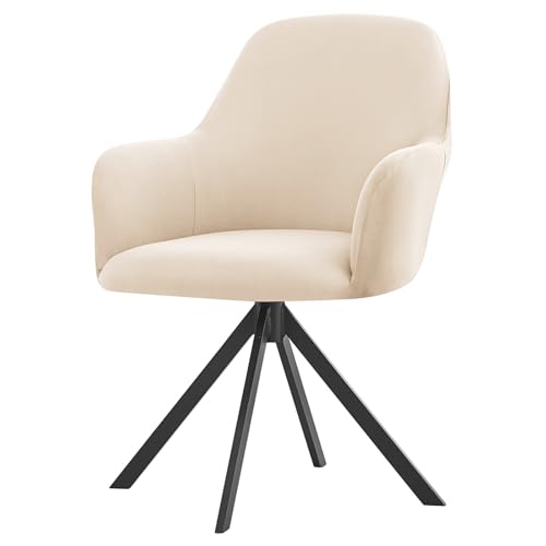 ZRCYXDW Stuhlhussen Mit Armlehne, Stuhlbezug Mit Armlehne Stretch Drehbar Esszimmerstühle Bezug Mitte des Jahrhunderts Moderne Hochlehner Stuhlbezug-Cremeweiß-1er Set von ZRCYXDW