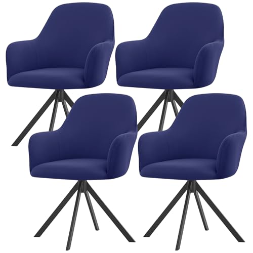 ZRCYXDW Stuhlhussen Mit Armlehne, Stuhlbezug Mit Armlehne Stretch Drehbar Esszimmerstühle Bezug Mitte des Jahrhunderts Moderne Hochlehner Stuhlbezug-Navy Blau-4er Set von ZRCYXDW