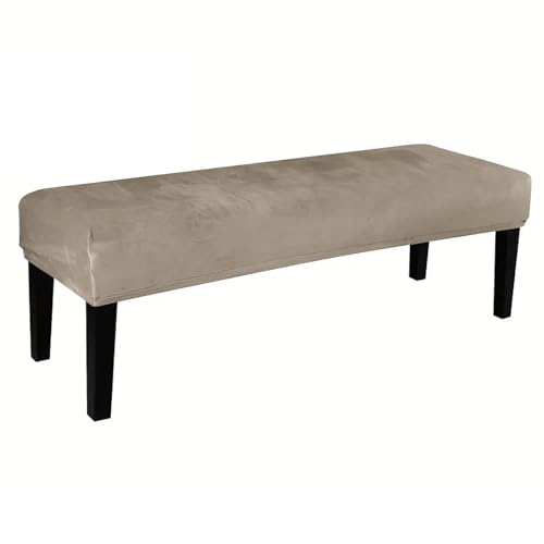 ZRCYXDW Universal-Bezug Für Esszimmer-Bank, Weiche Samt Dining Bench Cover Für Esszimmer Stretch Waschbar Bezug Für Esszimmerstuhl Verdicken Rechteckig Stuhlhussen-Taupe-Large von ZRCYXDW