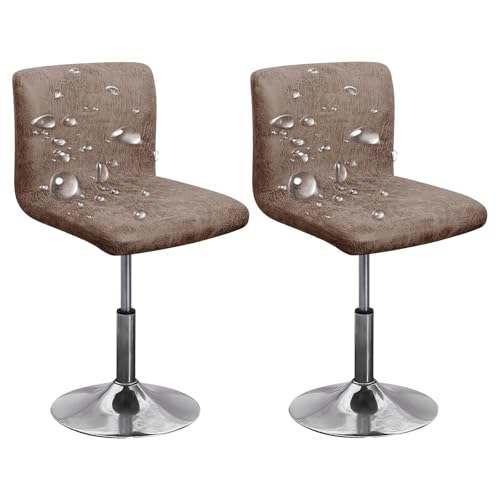 ZRCYXDW Wasserdicht Bar Stuhlhussen, PU Leder Barhocker Bezüge 2 Stück Super Fit Barhocker Stuhlbezüge Mit Lehne Stuhlabdeckung Für Bar Rezeption-Kamel-2er Set von ZRCYXDW