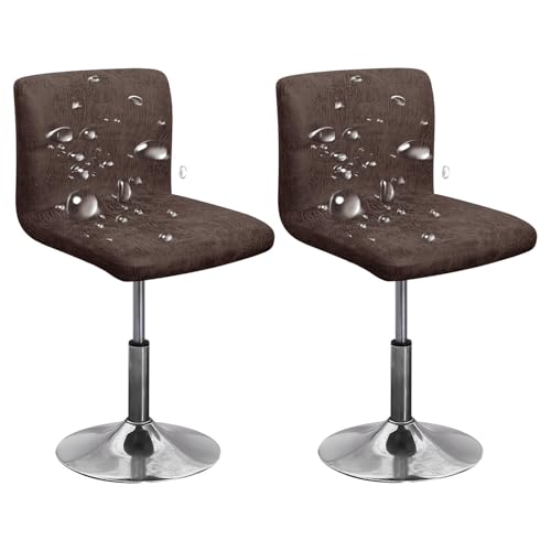 ZRCYXDW Wasserdicht Bar Stuhlhussen, PU Leder Barhocker Bezüge 2 Stück Super Fit Barhocker Stuhlbezüge Mit Lehne Stuhlabdeckung Für Bar Rezeption-braun-2er Set von ZRCYXDW