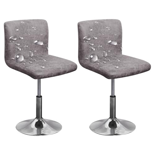 ZRCYXDW Wasserdicht Bar Stuhlhussen, PU Leder Barhocker Bezüge 2 Stück Super Fit Barhocker Stuhlbezüge Mit Lehne Stuhlabdeckung Für Bar Rezeption-hellgrau-2er Set von ZRCYXDW