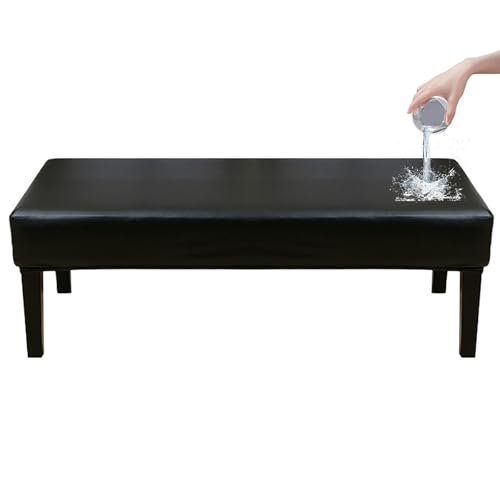 ZRCYXDW Wasserdicht Universal-Bezug Für Esszimmer-Bank, Stretch PU Leder Dining Bench Cover Für Esszimmer Abnehmbarem Bezug Für Esszimmerstuhl Waschbar Für Wohnzimmer-Schwarz-150cm(59.1in) von ZRCYXDW