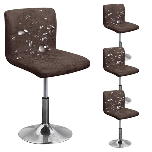 ZRCYXDW wasserdicht Bar Stuhlhussen, PU Leder Barhocker bezüge 4 Stück Super fit Barhocker Stuhlbezüge mit lehne Stuhlabdeckung für Bar Rezeption-braun-4er Set von ZRCYXDW
