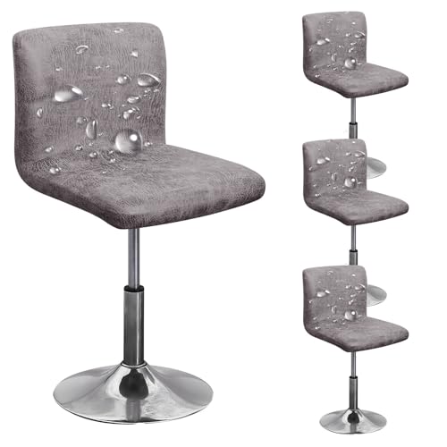 ZRCYXDW wasserdicht Bar Stuhlhussen, PU Leder Barhocker bezüge 4 Stück Super fit Barhocker Stuhlbezüge mit lehne Stuhlabdeckung für Bar Rezeption-hellgrau-4er Set von ZRCYXDW
