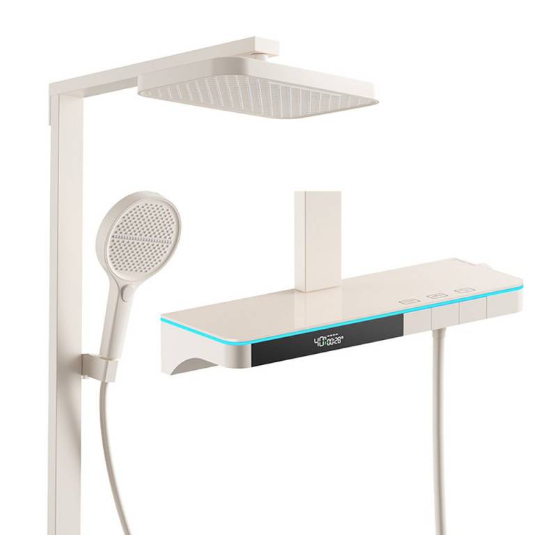 Avylet Stangenbrause-Set Duschsystem mit Thermostat, Digitalanzeige Duscharmatur Komplettset, 3 Funktionen Dusche Regendusche Set Duschgarnitur mit Regendusche von Avylet