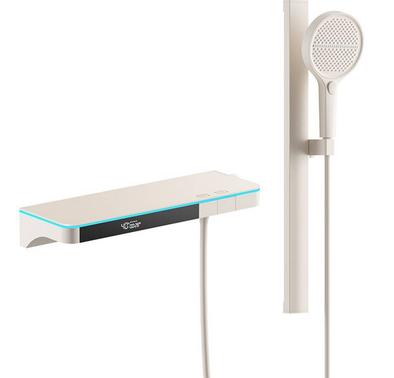 Avylet Stangenbrause-Set Duschsystem mit Thermostat, Digitalanzeige Duscharmatur Komplettset, 3 Funktionen Dusche Regendusche Set Duschgarnitur mit Regendusche von Avylet