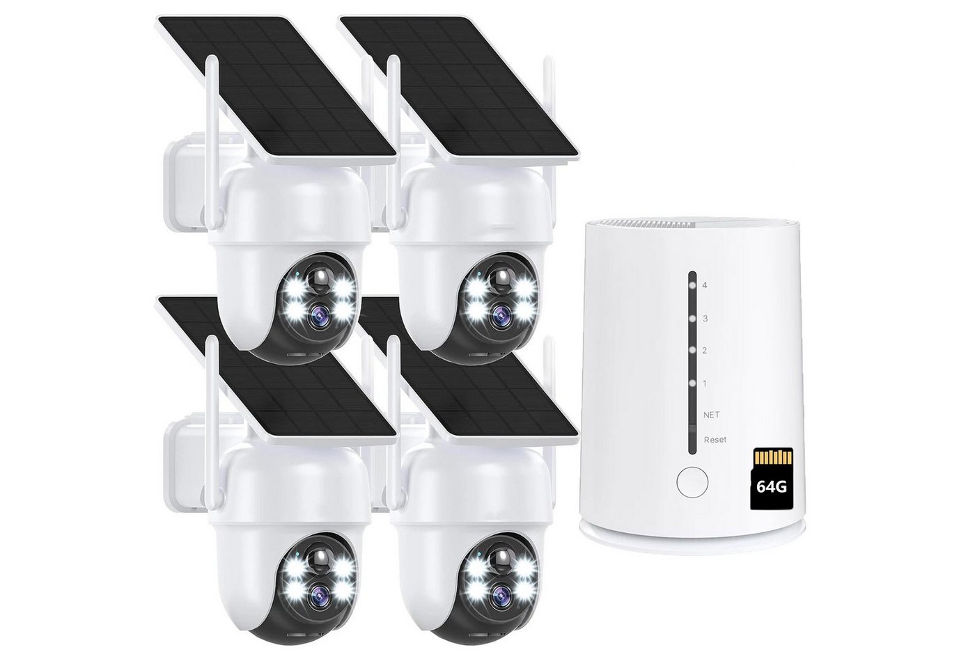 ZREE Überwachungskamera 4MP FHD Überwachungskamera Set Aussen Solar/Akku mit 4CH Basisstation (Innenbereich, AuBenbereich, 100% Kabellos Eingebettetes Solarpanel,Kinderleichte Installation, 1-tlg., 360° Schwenkbar, Farbige Nachtsicht mit Flutlicht, 4CH Basisstation mit 4 stk kabellosen Dome Kameras) ZREE Überwachungskamera 4MP FHD Überwachungskamera Set Aussen Solar/Akku mit 4CH Basisstation (Innenbereich, AuBenbereich, 100% Kabellos Eingebettetes Solarpanel,Kinderleichte Installation, 1-tlg., 360° Schwenkbar, Farbige Nachtsicht mit Flutlicht, 4CH Basisstation mit 4 stk kabellosen Dome Kameras) von ZREE