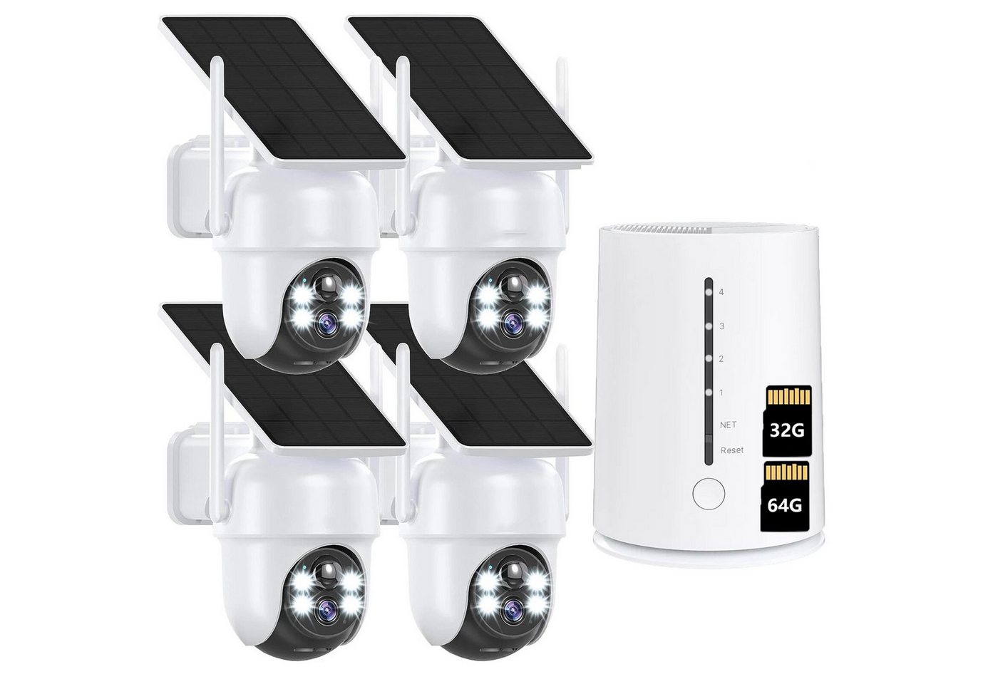 ZREE Überwachungskamera 4MP FHD Überwachungskamera Set Aussen Solar/Akku mit 4CH Basisstation (Innenbereich, AuBenbereich, 100% Kabellos Eingebettetes Solarpanel,Kinderleichte Installation, 1-tlg., 360° Schwenkbar, Farbige Nachtsicht mit Flutlicht, 4CH Basisstation mit 4 stk kabellosen Dome Kameras) ZREE Überwachungskamera 4MP FHD Überwachungskamera Set Aussen Solar/Akku mit 4CH Basisstation (Innenbereich, AuBenbereich, 100% Kabellos Eingebettetes Solarpanel,Kinderleichte Installation, 1-tlg., 360° Schwenkbar, Farbige Nachtsicht mit Flutlicht, 4CH Basisstation mit 4 stk kabellosen Dome Kameras) von ZREE
