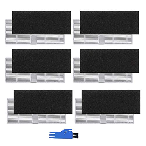 ZRF Ersatz-Hepa-Filter für Proscenic 850T Roboter-Staubsauger, Zubehör für Proscenic Saugroboter, 12 Stück (6 HEPA-Filter + 6 schwarze Schwamm-Filter) von ZRF