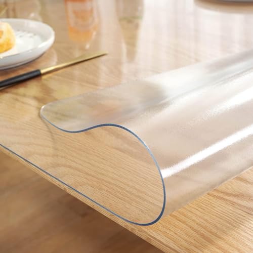 2mm rutschfeste Tischdecke, Haushalt Transparent Matt PVC Tischdecke Tischmatte Schreibtisch Tischfolie Schutzfolie Tischschutz Matte, Wasserdicht/Ölbeständig, Waschbare Tischdecke (60x110cm) von ZRFYDN