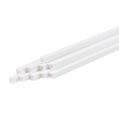 ZRHMCJEN Kunststoff-Modellrohre, Abs-Vierkantrohre 3 Mm X 3 Mm X 250 Mm, Weiß, Einfach Zu Verarbeiten Für Den Architekturmodellbau, Diy, 10Er-Pack/4Mm * 4Mm von ZRHMCJEN