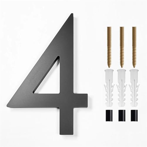 Hausnummer 1PC Floating House Number,Modern Letters Door Alphabet,Home Outdoor Black 3D Numbers Address Plaques For Wall(4) von ZRHWSPD