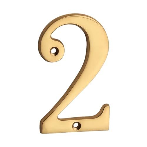 Hausnummer 1pc 4" 101mm Metal House Number Solid Brass & Letter Apartment Door Mailbox Address Sign Outdoor 0-9(2) von ZRHWSPD