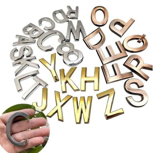 Hausnummer Adhesive Letters Placard House Number Outdoor 50-70mm English Hotel Door Alphabet Home Exterior Numbers(V,50X35 MM_RED BRONZE) von ZRHWSPD