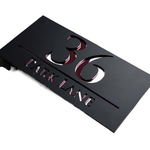 Hausnummer Personalised House Number Acrylic Sign Custom Street Name Address Outdoor Exterior Laser Cut Plate(Black (RoseText),15x28cm (5.9x11in)) von ZRHWSPD