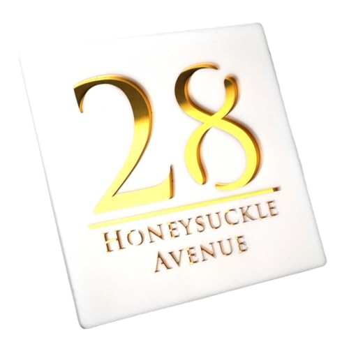 Hausnummer Personalized Custom Acrylic Modern House Numbers Sign Door Address Street 3D Letter Number Plaques Outdoor Name Home Decor Plate(White Gold,20X20CM) von ZRHWSPD