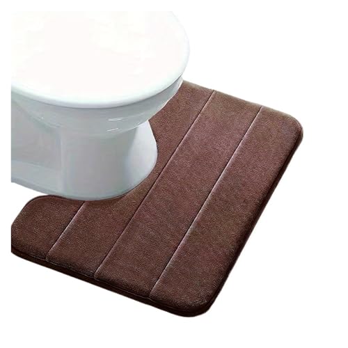 Rutschfester Teppich 1 STK Badezimmer-Toilettenteppich mit Streifen in Reiner Farbe, weiche, rutschfeste, schnell trocknende Badezimmermatte, saugfähiger Duschteppich for das Familienbad(Chocolate) von ZRHWSPD