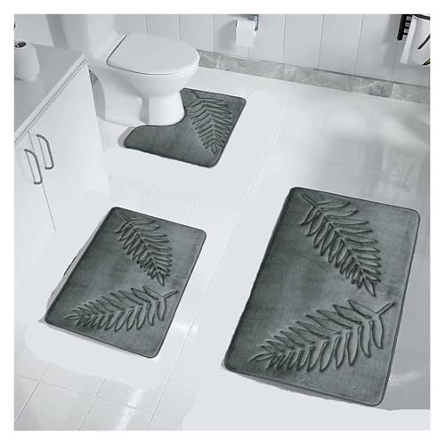 Rutschfester Teppich 1PC Memory Foam Badematte Anti-Rutsch-Fußmatte Extra weich rutschfest Schnelltrocknend Bequem Saugfähig Toilettenmatte Badezimmerteppich for Zuhause(Duck Grey,40x50cm-1PC) von ZRHWSPD
