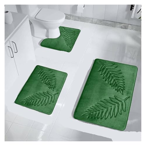 Rutschfester Teppich 1PC Memory Foam Badematte Anti-Rutsch-Fußmatte Extra weich rutschfest Schnelltrocknend Bequem Saugfähig Toilettenmatte Badezimmerteppich for Zuhause(Green,40x60cm-1PC) von ZRHWSPD
