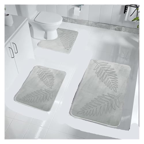 Rutschfester Teppich 1PC Memory Foam Badematte Anti-Rutsch-Fußmatte Extra weich rutschfest Schnelltrocknend Bequem Saugfähig Toilettenmatte Badezimmerteppich for Zuhause(Light Grey,50x80cm-1PC) von ZRHWSPD