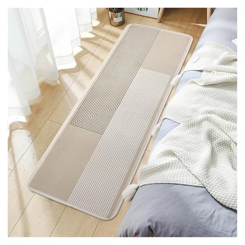 Rutschfester Teppich Cartoon Schlafzimmer Teppich Home Nachttisch Decke Lange Streifen Plüsch Bett Vordere Bodenmatte Wohnzimmer Sofa Couchtisch rutschfeste Fußmatte(1A2114,50CMx80CM) von ZRHWSPD