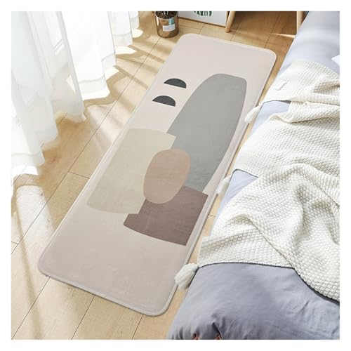 Rutschfester Teppich Cartoon Schlafzimmer Teppich Home Nachttisch Decke Lange Streifen Plüsch Bett Vordere Bodenmatte Wohnzimmer Sofa Couchtisch rutschfeste Fußmatte(1A2115,50CMx80CM) von ZRHWSPD