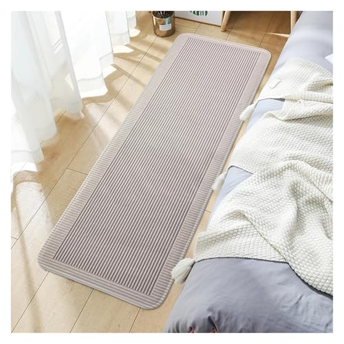 Rutschfester Teppich Cartoon Schlafzimmer Teppich Home Nachttisch Decke Lange Streifen Plüsch Bett Vordere Bodenmatte Wohnzimmer Sofa Couchtisch rutschfeste Fußmatte(1A2116,50CMx80CM) von ZRHWSPD