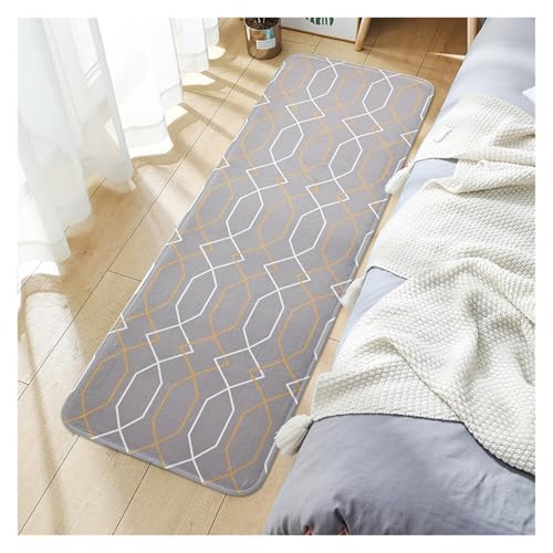 Rutschfester Teppich Cartoon Schlafzimmer Teppich Home Nachttisch Decke Lange Streifen Plüsch Bett Vordere Bodenmatte Wohnzimmer Sofa Couchtisch rutschfeste Fußmatte(1A2121,40CMx120CM) von ZRHWSPD