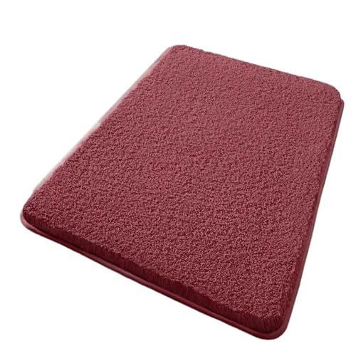 Rutschfester Teppich Fußmatte Badezimmerteppich Anti-Rutsch-Badematten Saugfähige Badezimmermatte Weiche, Flauschige, zottelige Badezimmerteppiche und Bodenmatte aus Plüsch(Red,500MMx800MM) von ZRHWSPD