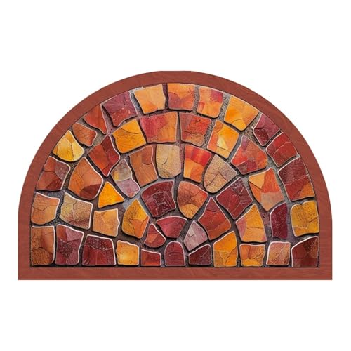 Rutschfester Teppich Retro-Stil Eingangstür Bodenmatte Haushalt Halbrundbogen Rutschfester Teppich Staubentfernung Eingangsteppich(50x80cm) von ZRHWSPD