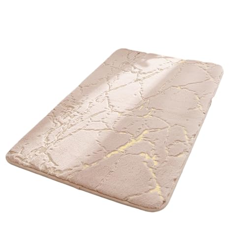 Rutschfester Teppich rutschfeste Badezimmermatte Kaninchen Rosa Schwarz Badematte 40x60cm 50x80cm Dusche Badezimmer Teppich Tolite Bodenteppich WC-Matte(Marble Khaki,50x80cm) von ZRHWSPD