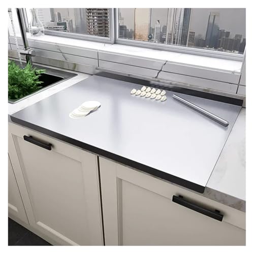 Schneidebrett Edelstahl Stainless Steel Household Cutting Board with Lip Countertop Multifunctional Meat Cutting Vegetable Chopping Board Kitchen Gadget(80x58cm 1.5mm) von ZRHWSPD