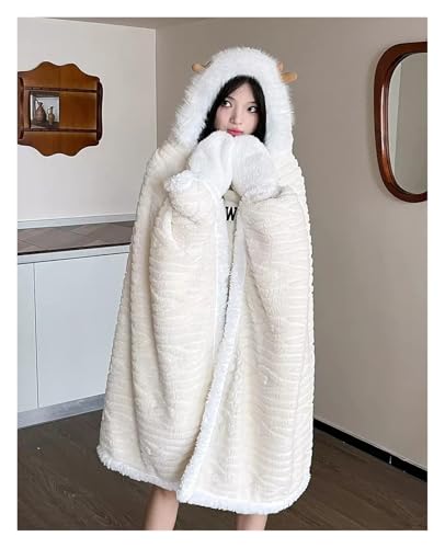 ZRHWSPD Kuscheldecke Mit Ärmeln Tragbare Decke for Damen, tragbare Überwurfdecke mit Ärmeln for Ihre Arme, Geburtstagsgeschenke for Freundin, Geschenke for Frau, Mutter(Blanket Beige) von ZRHWSPD