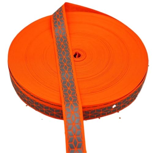 ZRHWSPD Reflektorband 2,7 cm rhombisches reflektierendes Band, geschnitzt und gewebt, helles Silber, dekoratives Band, DIY Handnähen, Sicherheitswarnung, 5 Meter(Orange 2.7cm) von ZRHWSPD