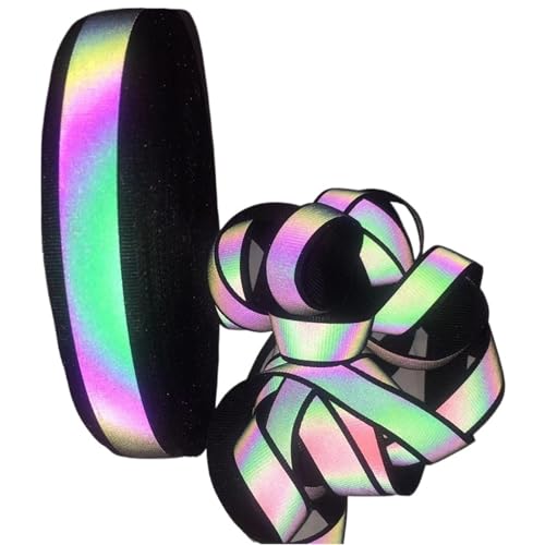 ZRHWSPD Reflektorband Polyester-Regenbogen-reflektierendes Band for Aufnähen auf Kleidung(2cm Black) von ZRHWSPD
