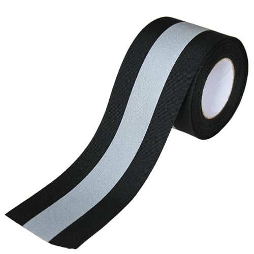 ZRHWSPD Reflektorband Silbernes reflektierendes Klebeband for Aufnähen von Sicherheitsstoff, Gurtband, Zierstreifen, 5 cm x 2 cm x 2 m(Black-2m) von ZRHWSPD