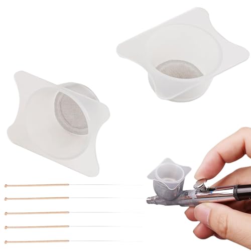 2 Stück Airbrush Filterbecher, Spezieller Farbreinigungsbecher für Airbrush-Zubehör mit 0,3-mm Airbrush Spritzpistolennadel Filterbecher Lackreinigungsbecher Modell Airbrush Werkzeuge von ZRHXG