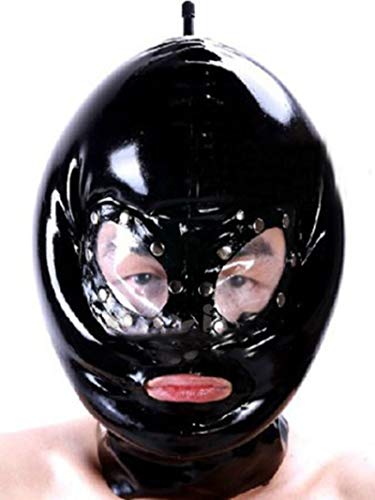 Extrem Bondage Maske Aufblasbare Latexmaske Unabhängiges Aufblasventil Oben Einfach Zu Verwenden BDSM Maske Sklave Fetisch Maske für Cosplay Stage Performance Kostüm Performance,L,Black von ZRJAENW