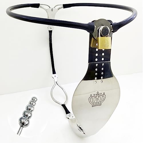 Keuschheitskäfig Herren Extrem Bondage Edelstahl Peniskäfig Einstellbar Chastity Belt Male Unsichtbares Höschen Keuschheitsgürtel mit Analplug SM Sexspielzeug Sklave Set,60cm-70cm, C von ZRJAENW