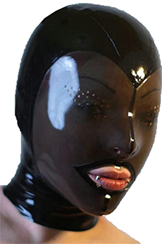 Latex Maske, Bondage Maske mit Atemloch Atmungsaktiv Handgefertigt Vollmaske Hohe ElastizitäT Ledermaske Extrem Sklavin Devote Männer Frauen Sex Maske für Cosplay Maske Latex Lovers,L,Black von ZRJAENW