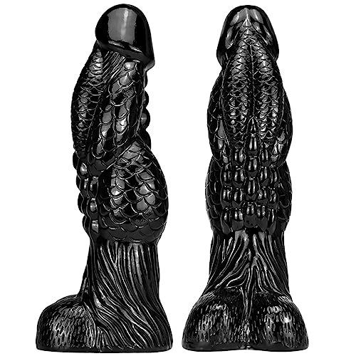 Realistischer Dildo, 37cm Riesen Dildo Monster Dildo Silikon Großer Dildo mit Starkem Saugnapf und Erhabene Textur Animal Dildo G-Punkt Prostata Masturbator Analspielzeug für Frauen Männer,Black von ZRJAENW