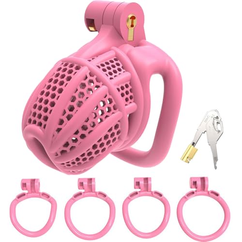 ZRJAENW Flat Peniskäfig mini Keuschheitskäfig Herren Extrem Bondage Set mit 4 Penisring Atmungsaktiv Chastity Cage Männer SM Sklave Cock Cage Fesseln Sexspielzeug für Paare von ZRJAENW