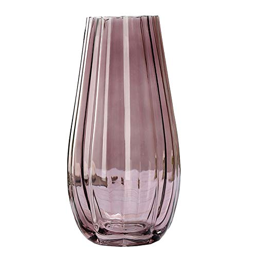ZRL-VASEDA Moderne Glas Transparente Blumenvase for Wohn-Esszimmer Tischdekoration Schlafzimmer Office Hotel Home, können Wasser Vase, dekorative Vase for Dekor Rosa 25 × 8 cm von ZRL-VASEDA
