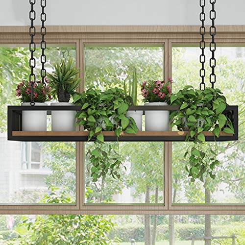 ZRN-Schweberegale Blumentopf Rack Lagerung, Decke hängen Blumenständer, kreative Pflanze Geländer Regal mit Massivholzplatte und Eisenrahmen, für Bar Flower Shop Balkon von ZRN-Schweberegale