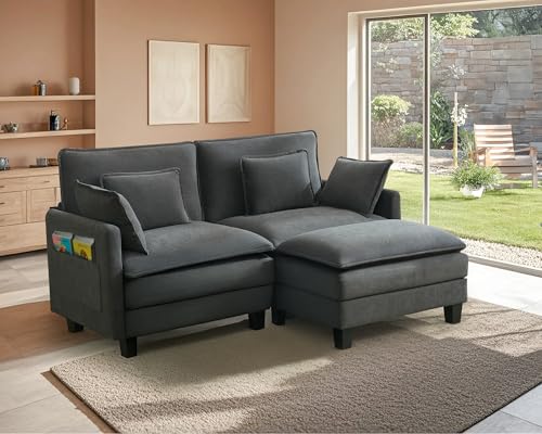 ZRNINR L-förmiges modulares Ecksofa mit Ottomane, 3-Sitzer-Sofa mit tiefer Sitzfläche, bequemes Wolkensofa mit Kissen, modernes Sofa für Wohnzimmer, Schlafzimmer, Wohnung, Büro (194CM, Dunkelgrau) ZRNINR L-förmiges modulares Ecksofa mit Ottomane, 3-Sitzer-Sofa mit tiefer Sitzfläche, bequemes Wolkensofa mit Kissen, modernes Sofa für Wohnzimmer, Schlafzimmer, Wohnung, Büro (194CM, Dunkelgrau) von ZRNINR